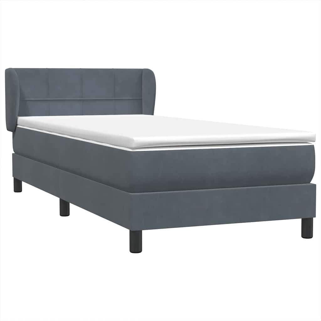 Sommier à lattes de lit et matelas gris foncé 90x210 cm velours - XIOS