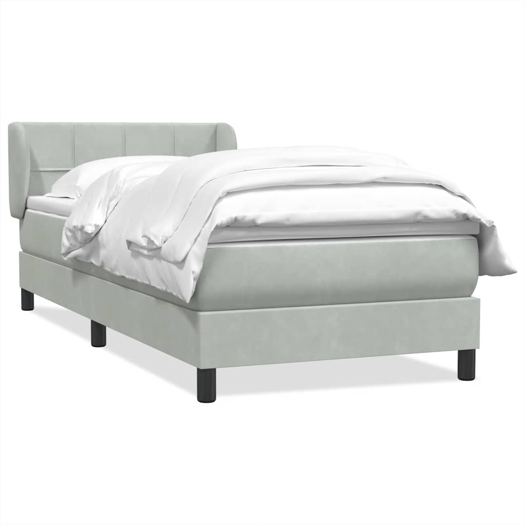 Sommier à lattes de lit et matelas gris clair 100x210cm velours - XIOS