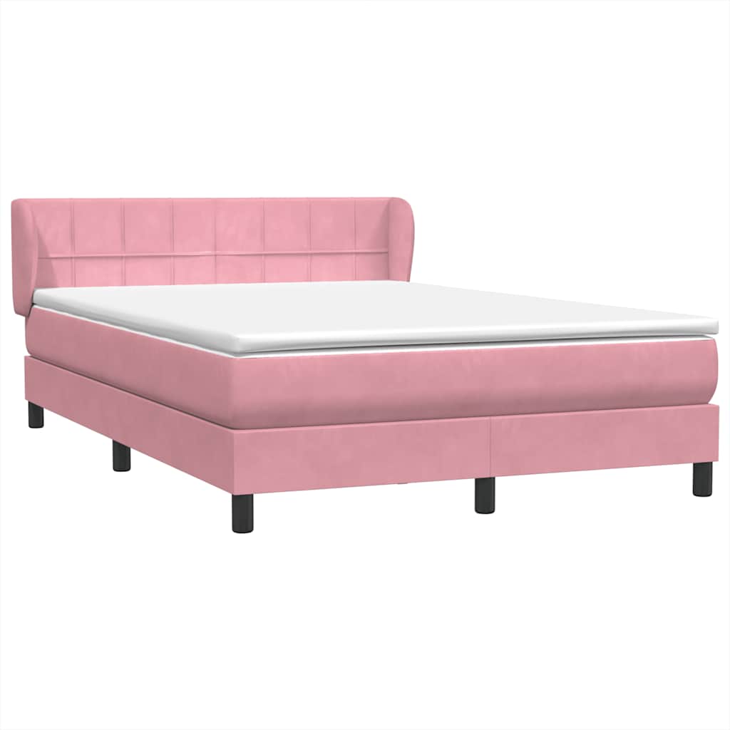 Sommier à lattes de lit avec matelas rose 160x210 cm velours - XIOS