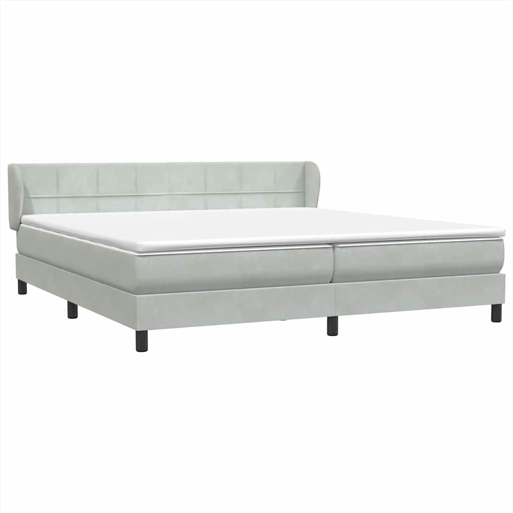 Sommier à lattes de lit et matelas gris clair 180x210cm velours - XIOS