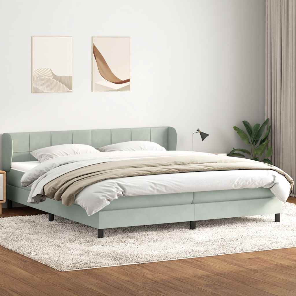 Sommier à lattes de lit et matelas gris clair 180x210cm velours - XIOS
