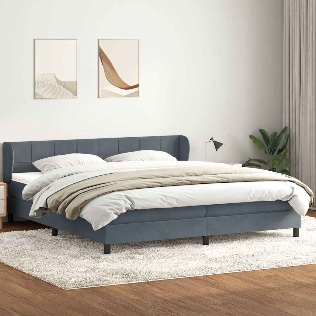 Sommier à lattes de lit et matelas gris foncé 180x210cm velours - XIOS