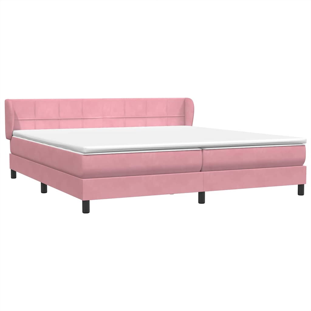 Sommier à lattes de lit avec matelas rose 180x210 cm velours - XIOS