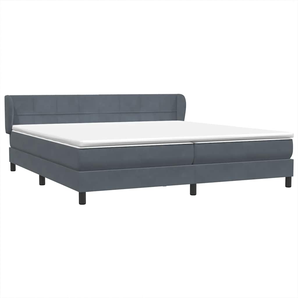 Sommier à lattes de lit et matelas gris foncé 200x210cm velours - XIOS