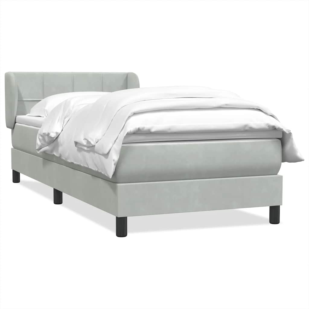 Sommier à lattes de lit et matelas gris clair 80x220 cm velours - XIOS