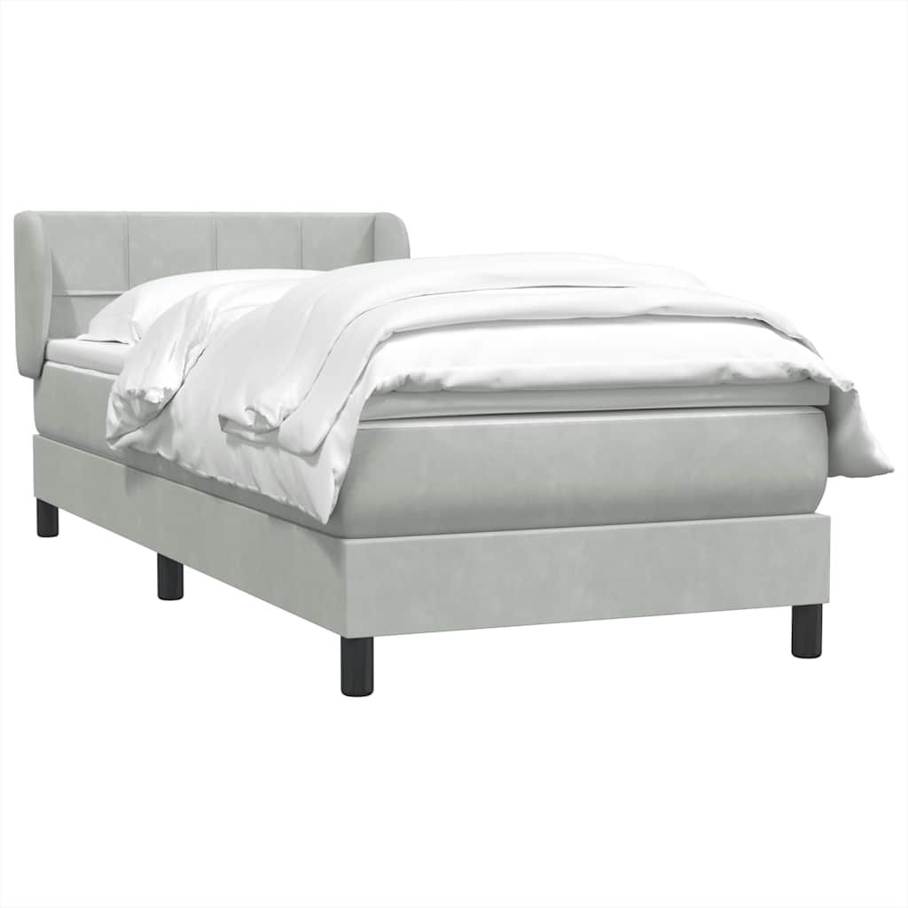 Sommier à lattes de lit et matelas gris clair 90x220 cm velours - XIOS