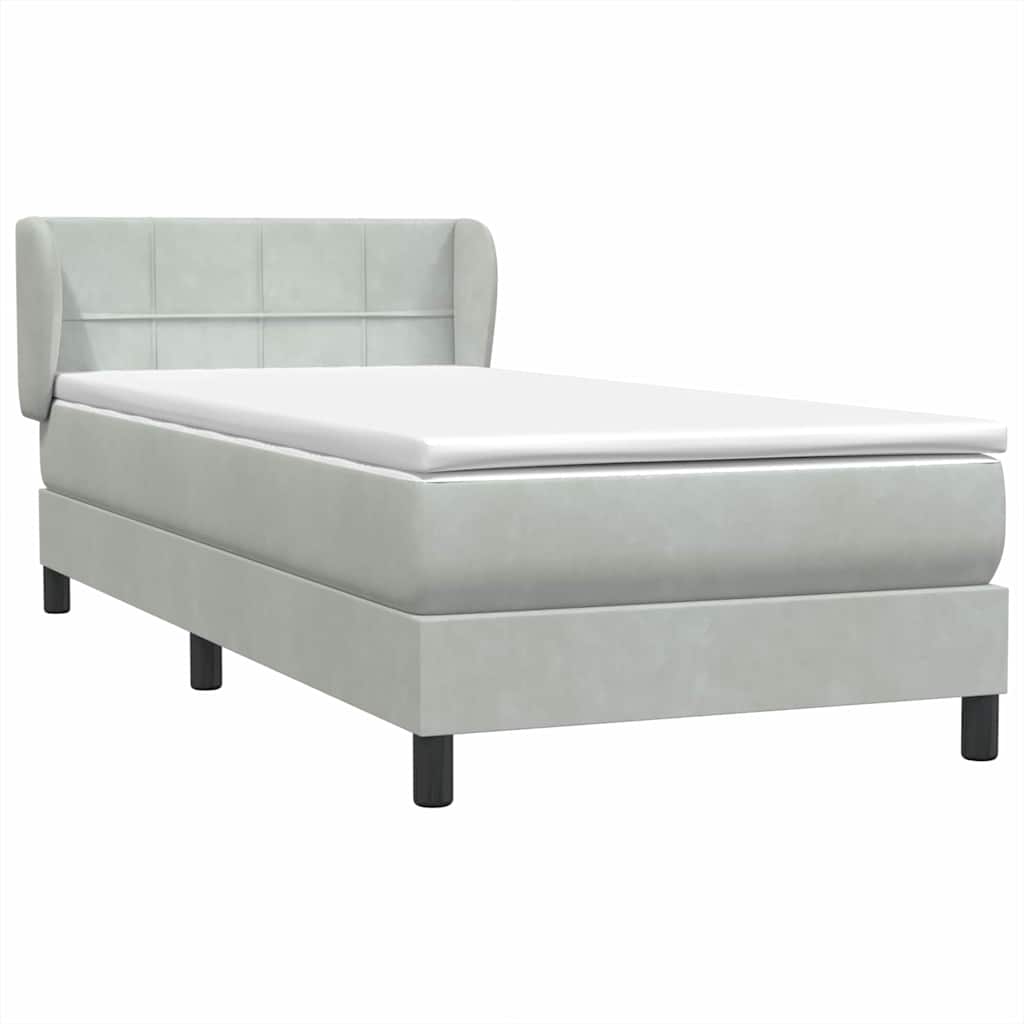 Sommier à lattes de lit et matelas gris clair 90x220 cm velours - XIOS