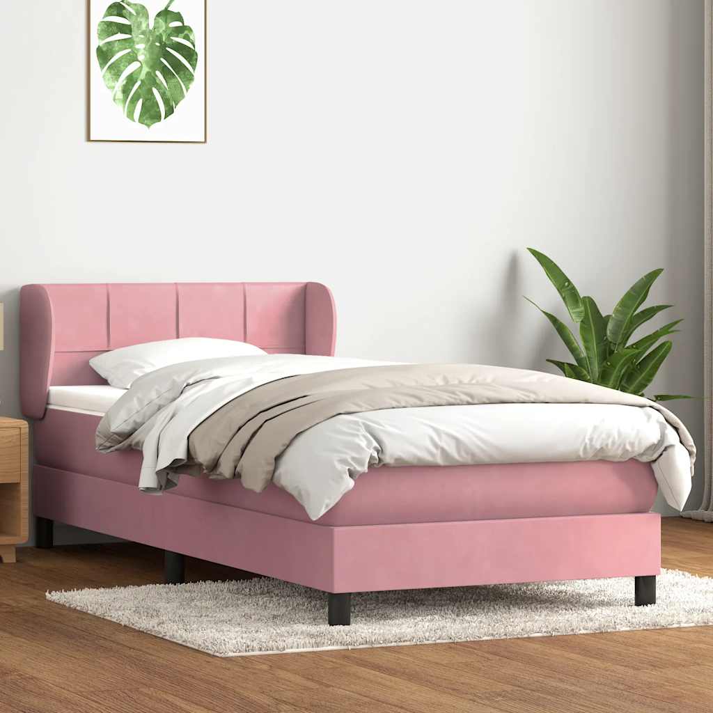 Sommier à lattes de lit avec matelas rose 90x220 cm velours - XIOS