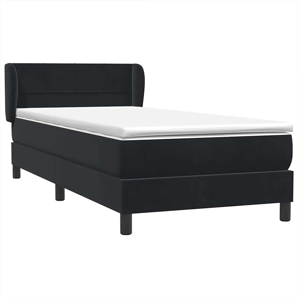 Sommier à lattes de lit avec matelas noir 100x220 cm velours - XIOS