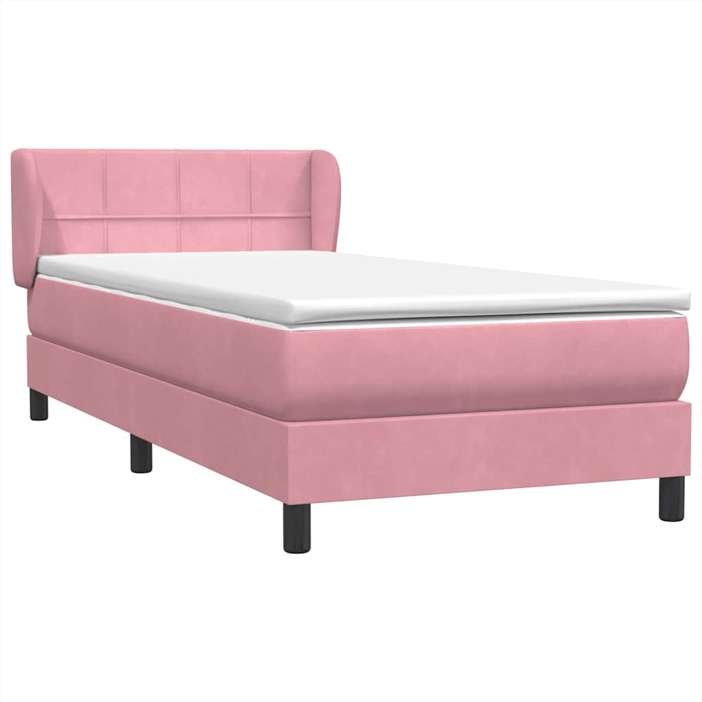 Sommier à lattes de lit avec matelas rose 100x220 cm velours - XIOS
