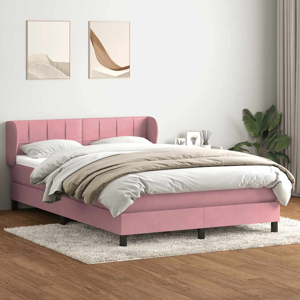 Sommier à lattes de lit avec matelas rose 140x220 cm velours - XIOS