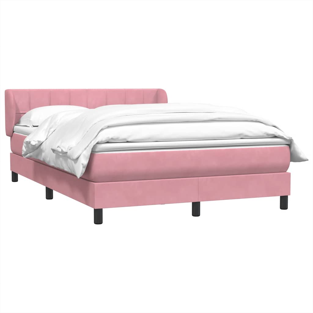 Sommier à lattes de lit avec matelas rose 160x220 cm velours - XIOS