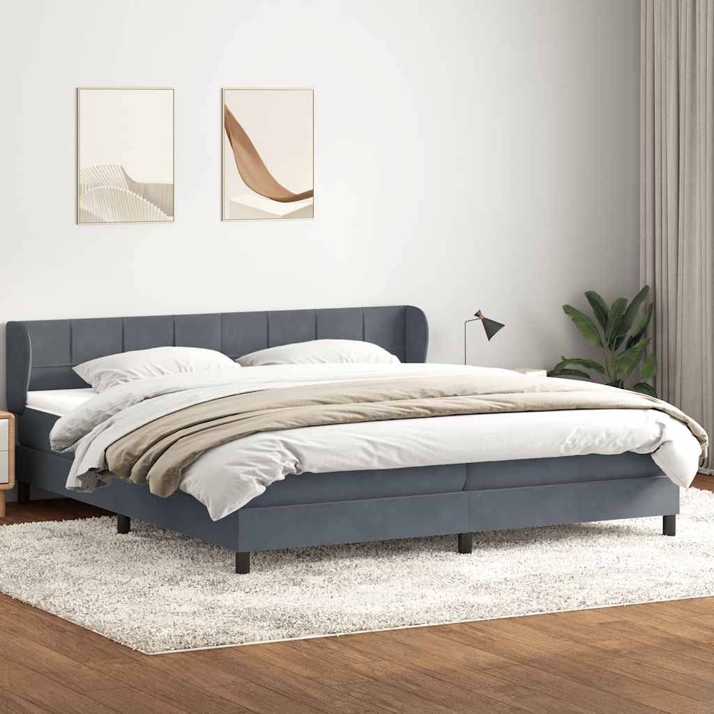 Sommier à lattes de lit et matelas gris foncé 180x220cm velours - XIOS