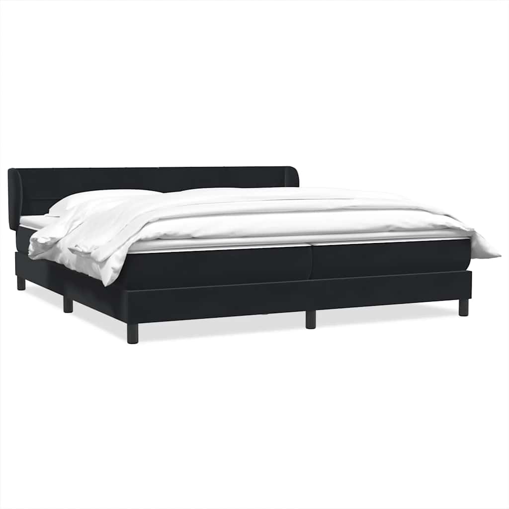 Sommier à lattes de lit avec matelas noir 200x220 cm velours - XIOS