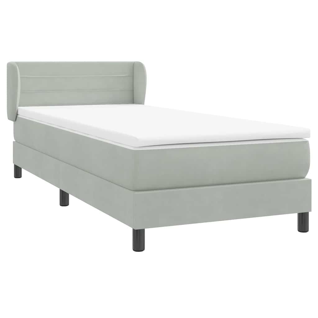 Sommier à lattes de lit et matelas gris clair 80x210 cm velours - XIOS