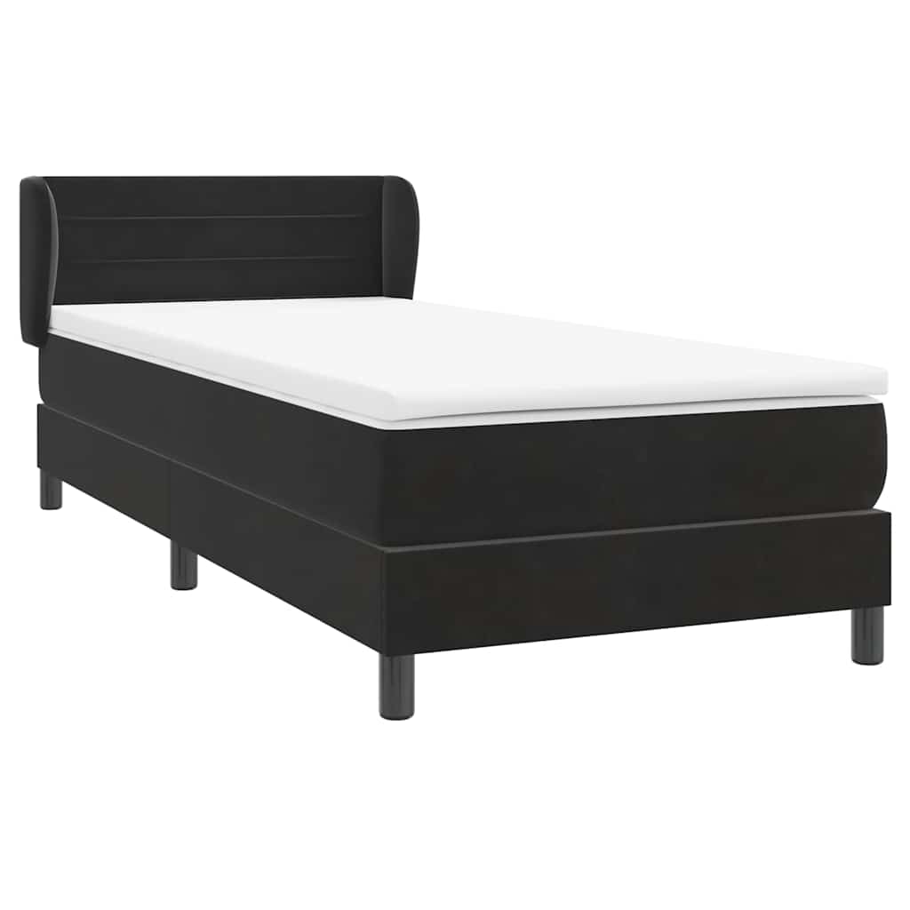 Sommier à lattes de lit avec matelas noir 90x210 cm velours - XIOS