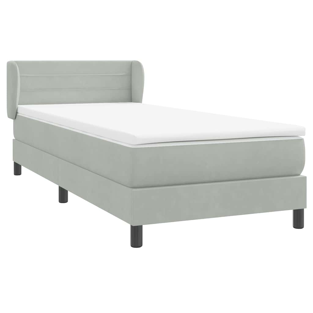 Sommier à lattes de lit et matelas gris clair 100x210cm velours - XIOS