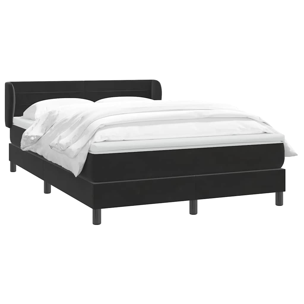 Sommier à lattes de lit avec matelas noir 140x210 cm velours - XIOS