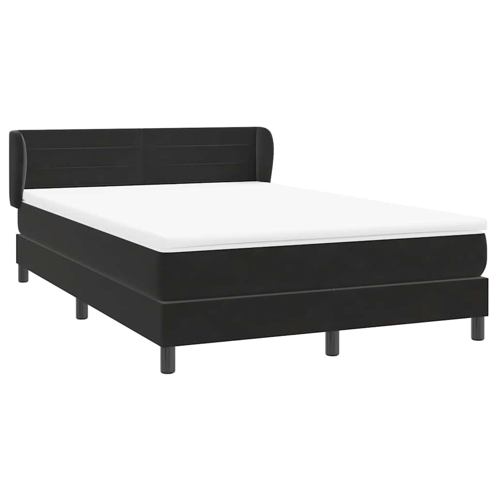 Sommier à lattes de lit avec matelas noir 140x210 cm velours - XIOS