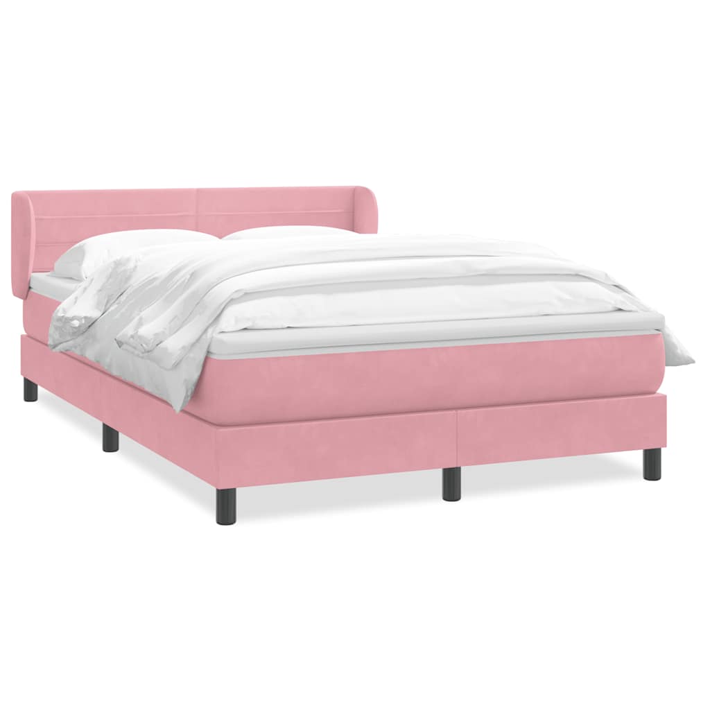 Sommier à lattes de lit avec matelas rose 140x210 cm velours - XIOS