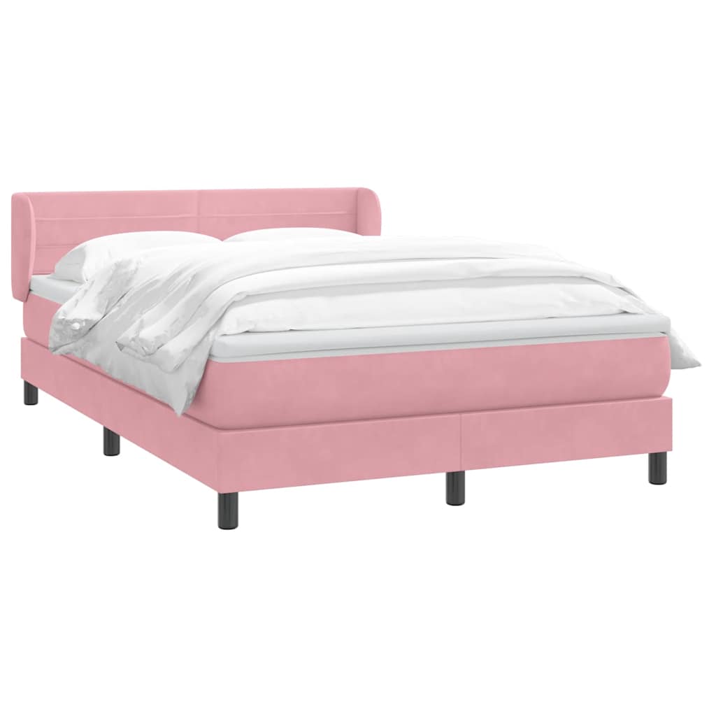 Sommier à lattes de lit avec matelas rose 140x210 cm velours - XIOS