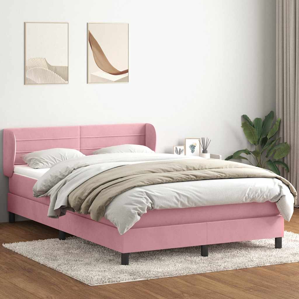 Sommier à lattes de lit avec matelas rose 140x210 cm velours - XIOS