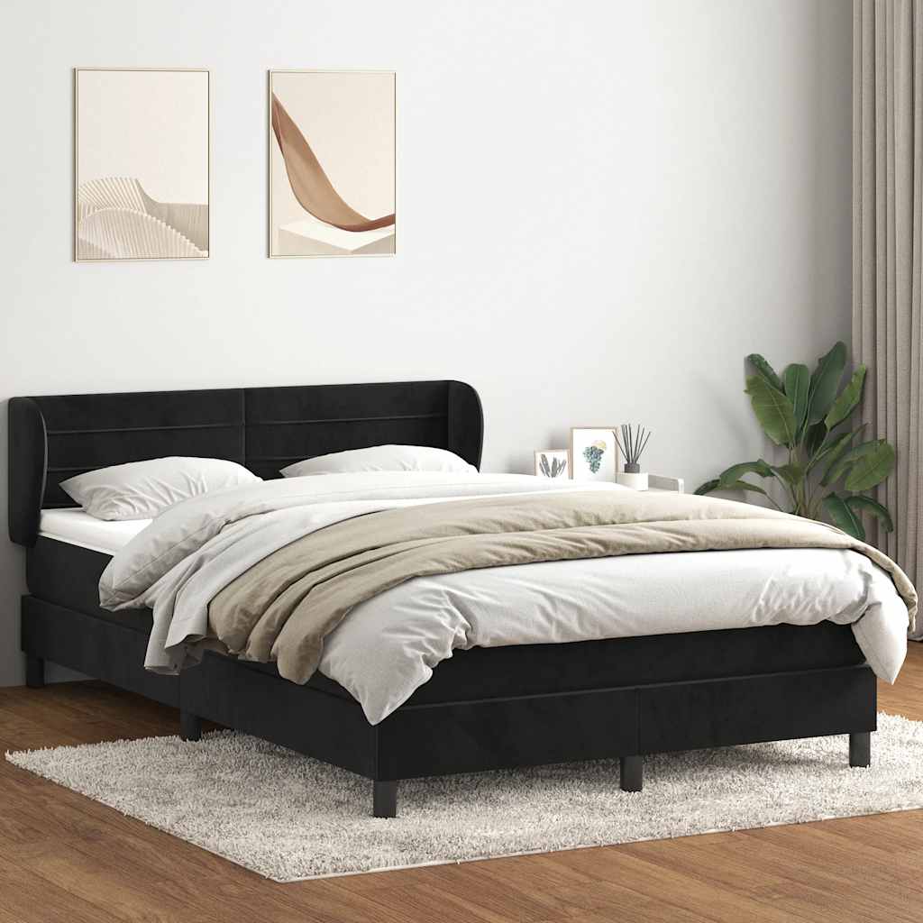 Sommier à lattes de lit avec matelas noir 160x210 cm velours - XIOS
