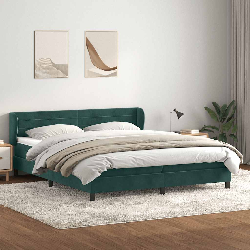 Sommier à lattes de lit et matelas vert foncé 180x210cm velours - XIOS