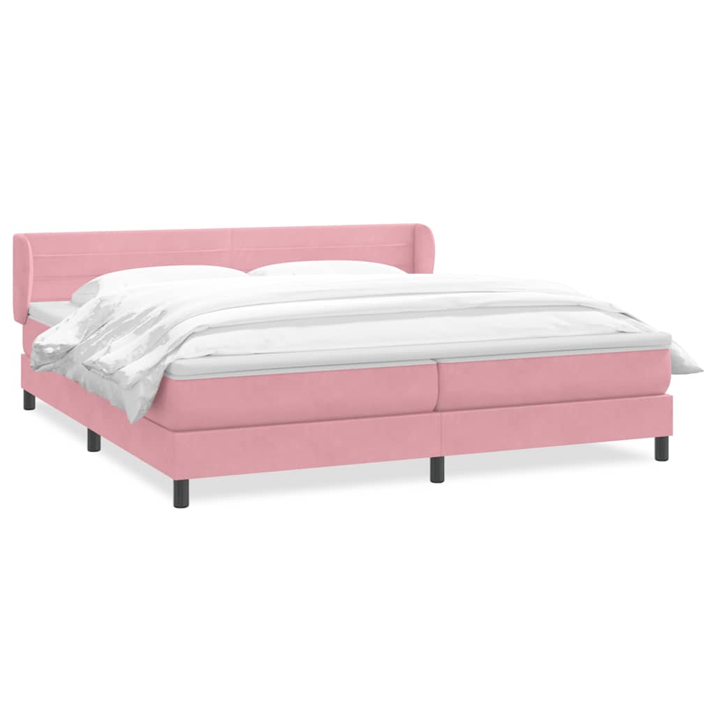 Sommier à lattes de lit avec matelas rose 180x210 cm velours - XIOS