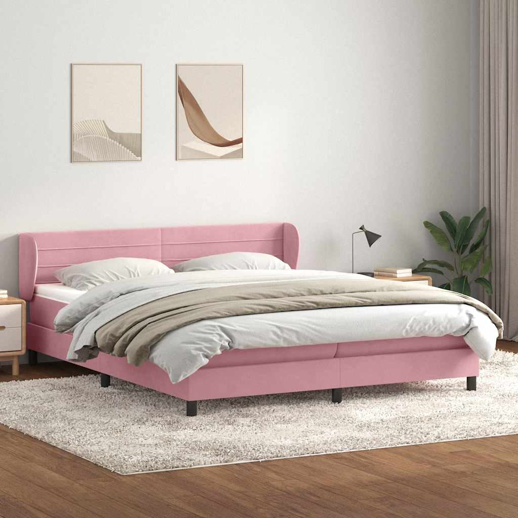 Sommier à lattes de lit avec matelas rose 180x210 cm velours - XIOS
