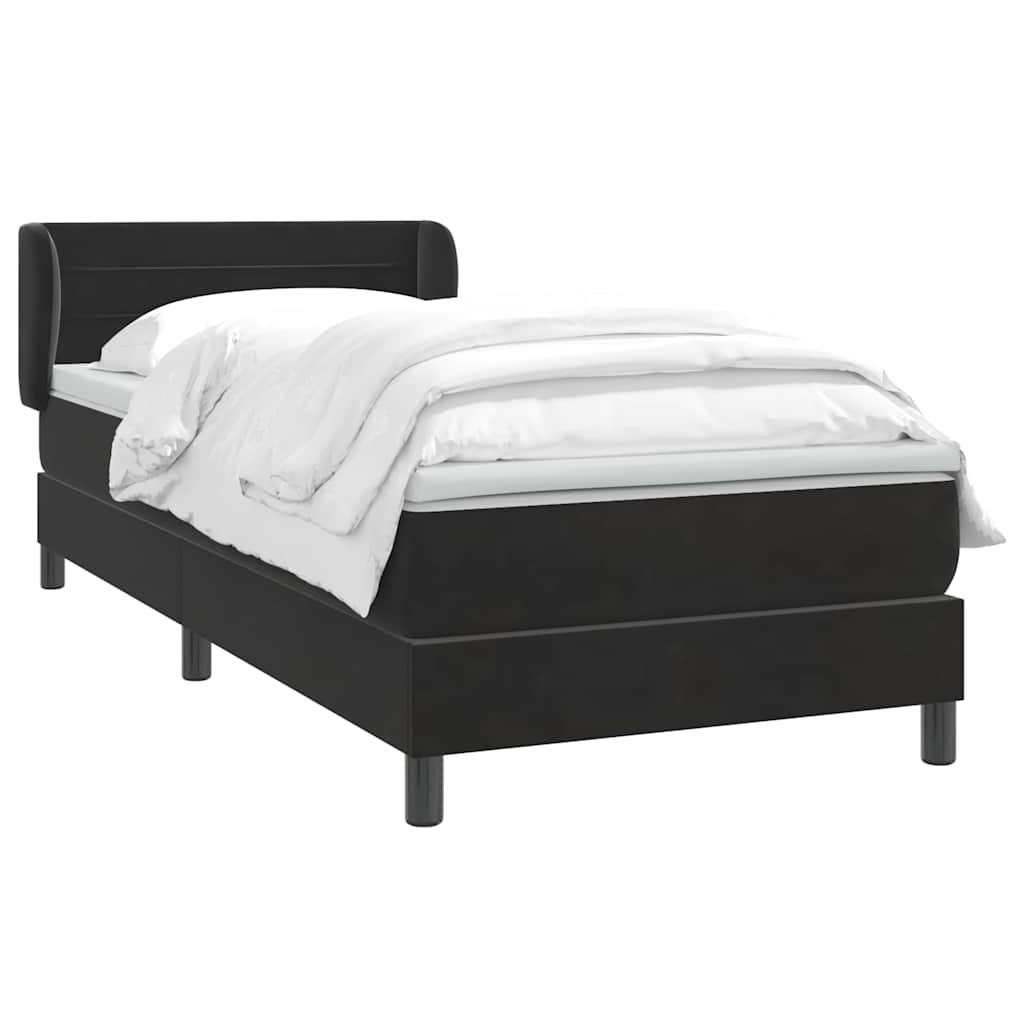 Sommier à lattes de lit avec matelas noir 80x220 cm velours - XIOS