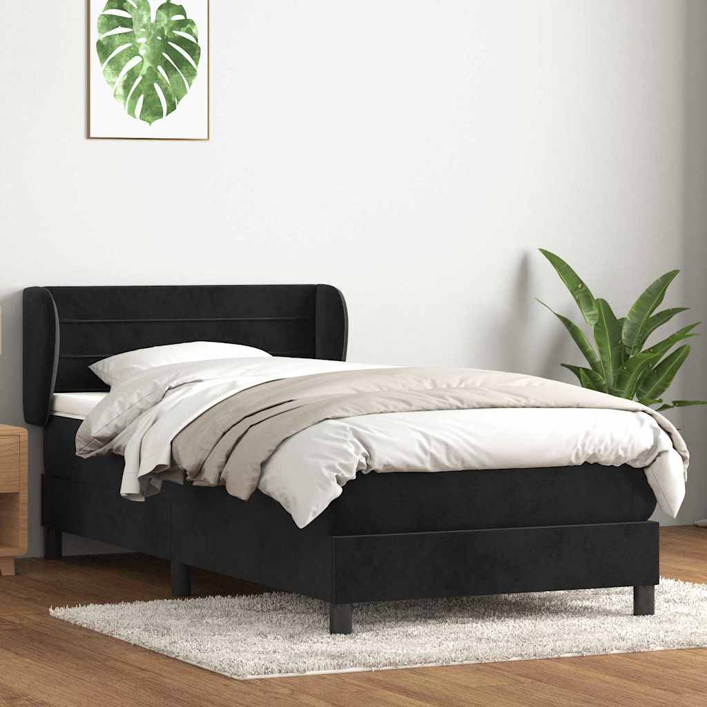 Sommier à lattes de lit avec matelas noir 80x220 cm velours - XIOS