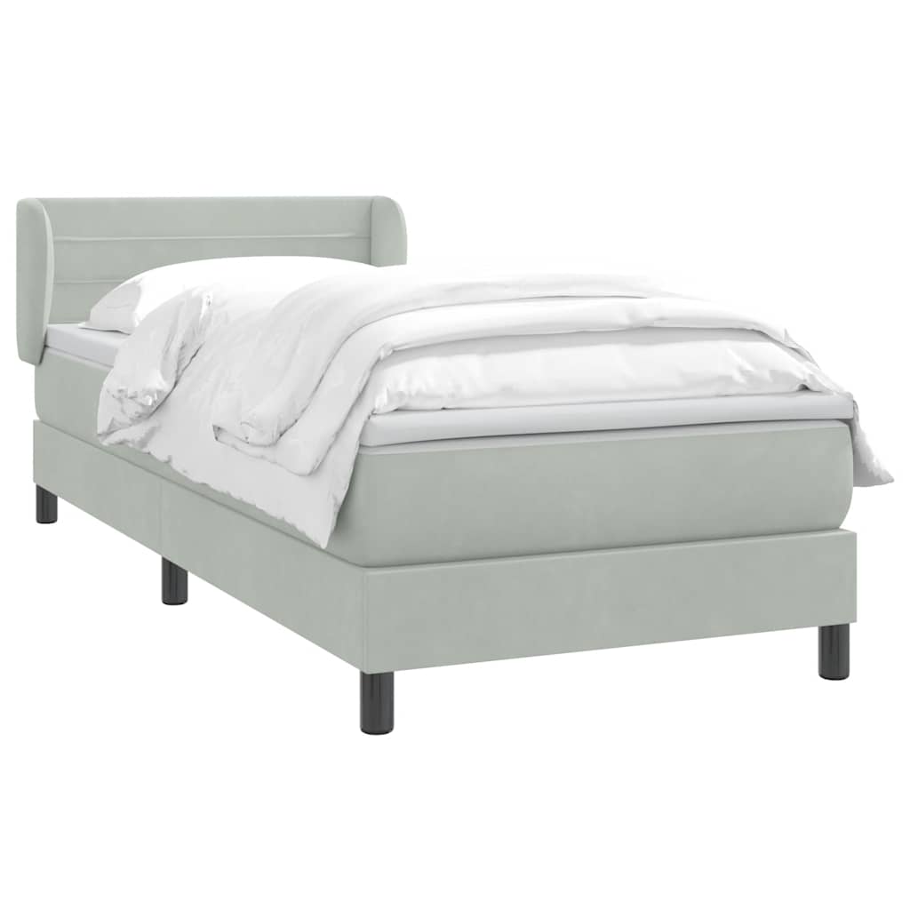 Sommier à lattes de lit et matelas gris clair 90x220 cm velours - XIOS