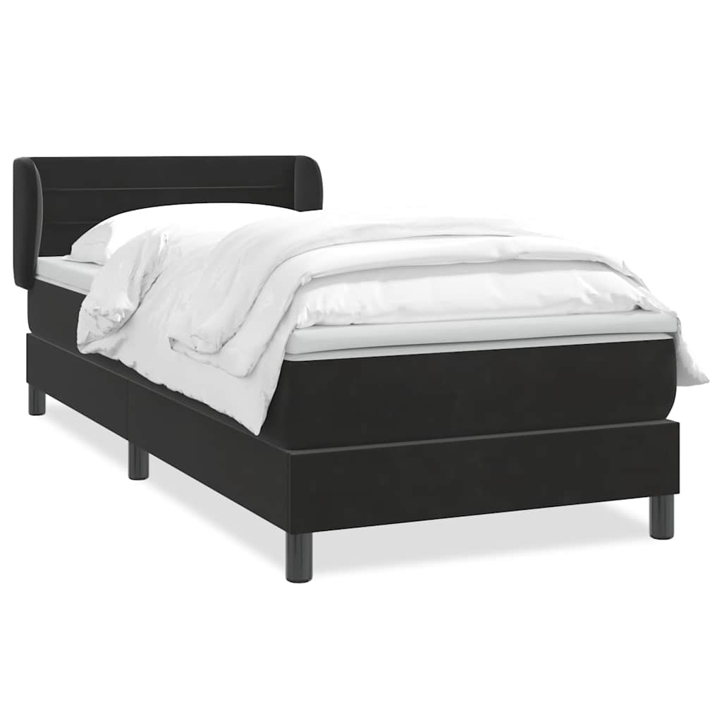 Sommier à lattes de lit avec matelas noir 90x220 cm velours - XIOS