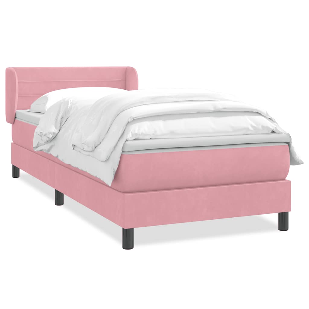 Sommier à lattes de lit avec matelas rose 90x220 cm velours - XIOS