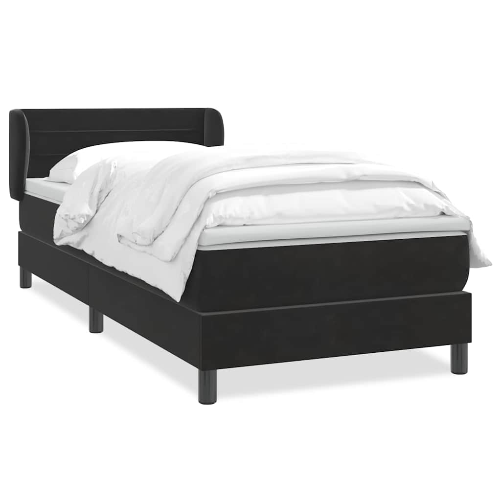 Sommier à lattes de lit avec matelas noir 100x220 cm velours - XIOS