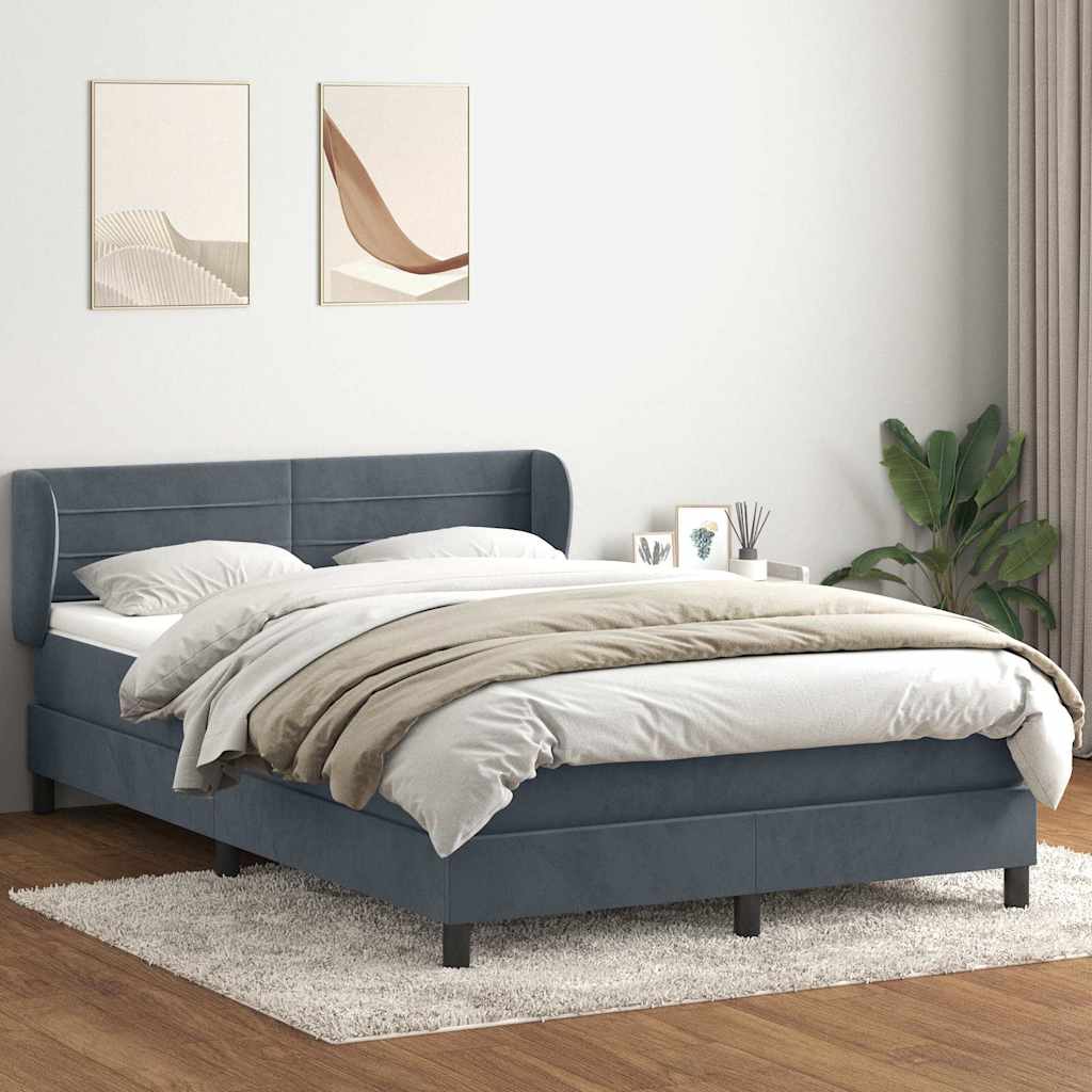 Sommier à lattes de lit et matelas gris foncé 140x220cm velours - XIOS