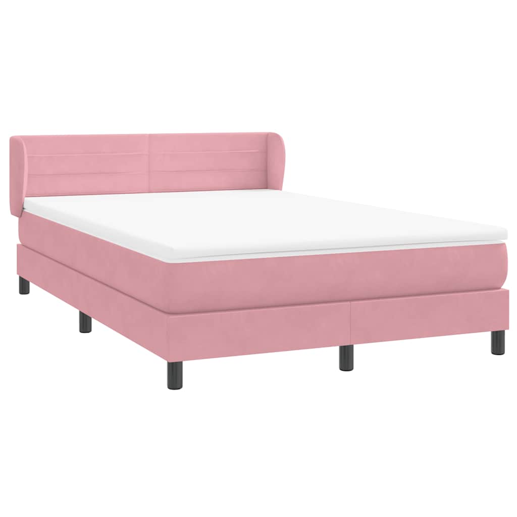 Sommier à lattes de lit avec matelas rose 140x220 cm velours - XIOS