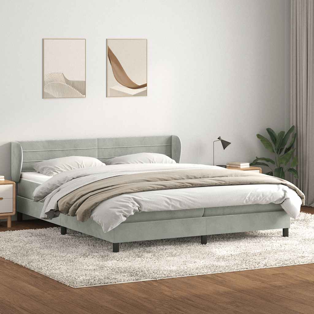 Sommier à lattes de lit et matelas gris clair 180x220cm velours - XIOS