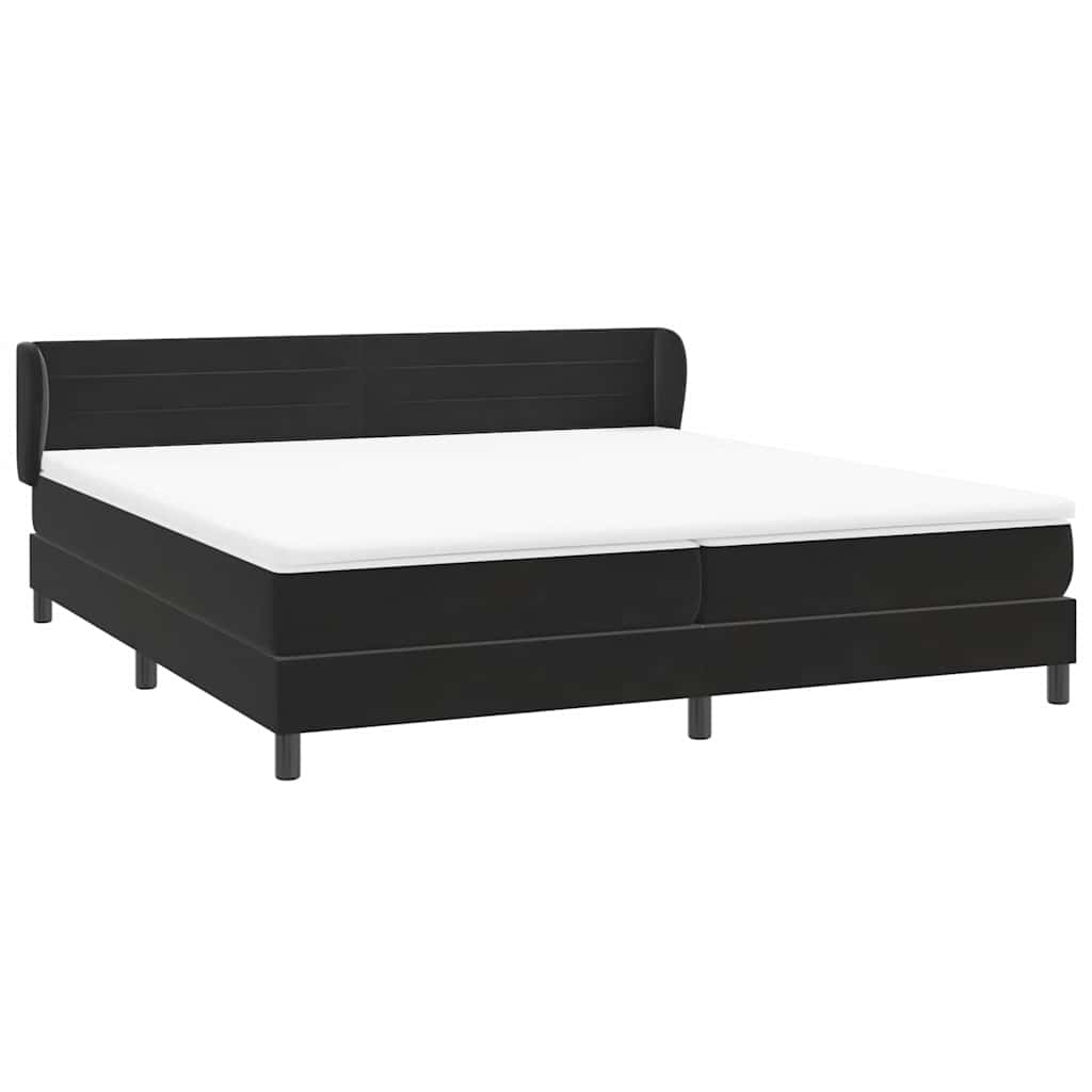 Sommier à lattes de lit avec matelas noir 200x220 cm velours - XIOS