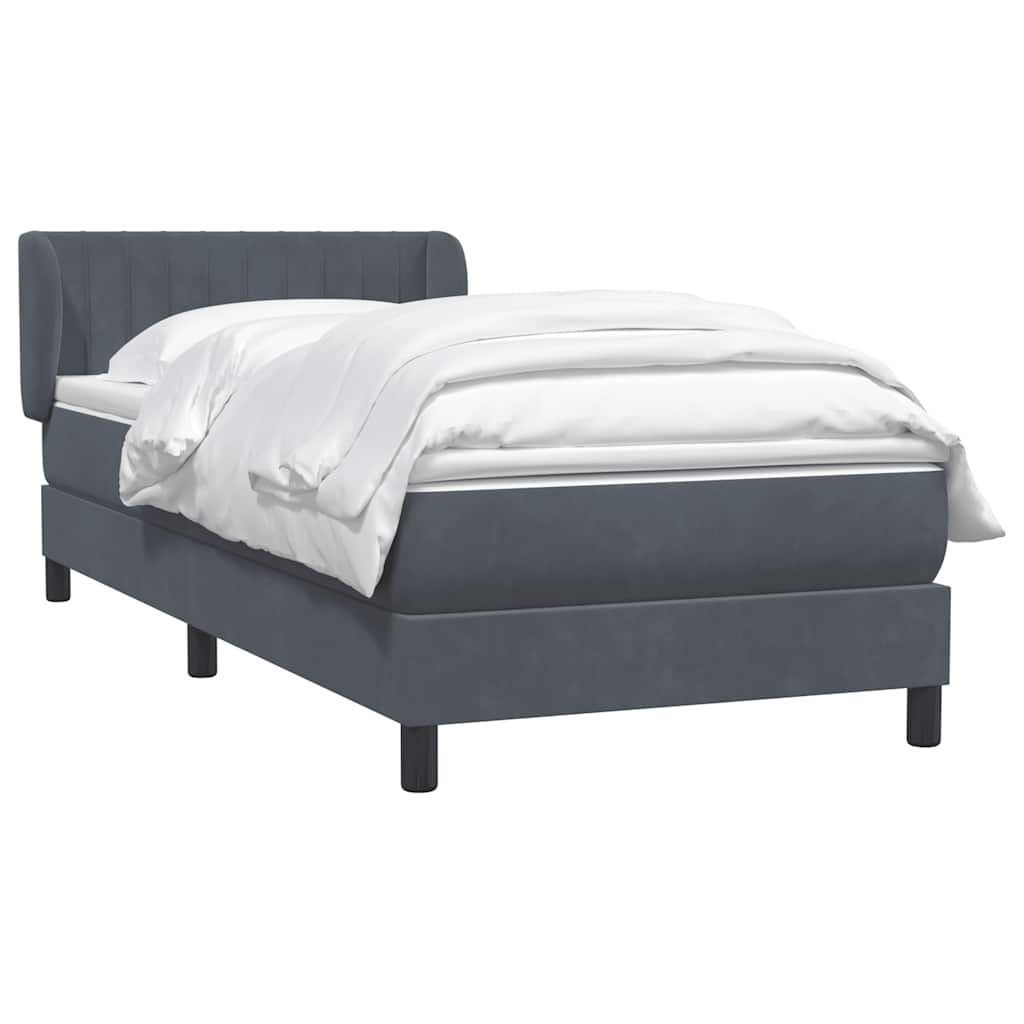 Sommier à lattes de lit et matelas gris foncé 80x210 cm velours - XIOS