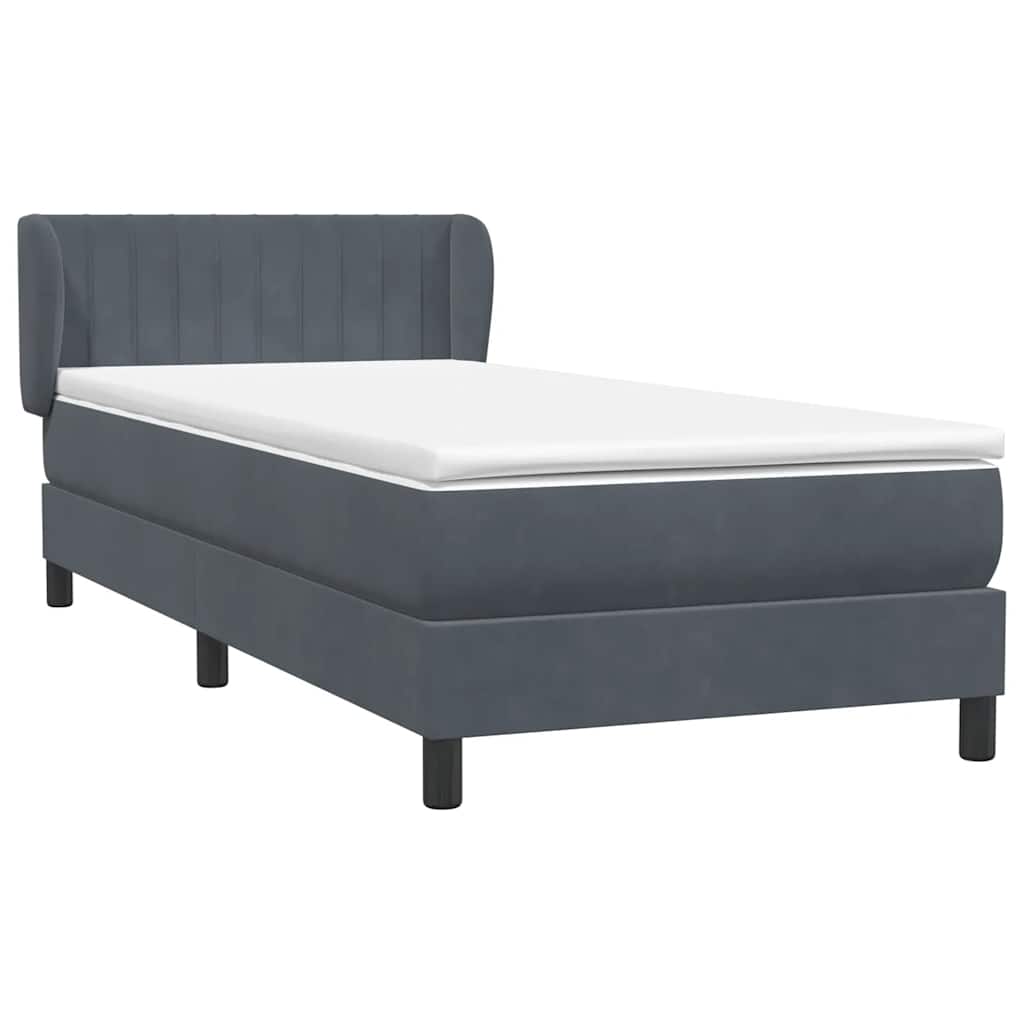 Sommier à lattes de lit et matelas gris foncé 80x210 cm velours - XIOS