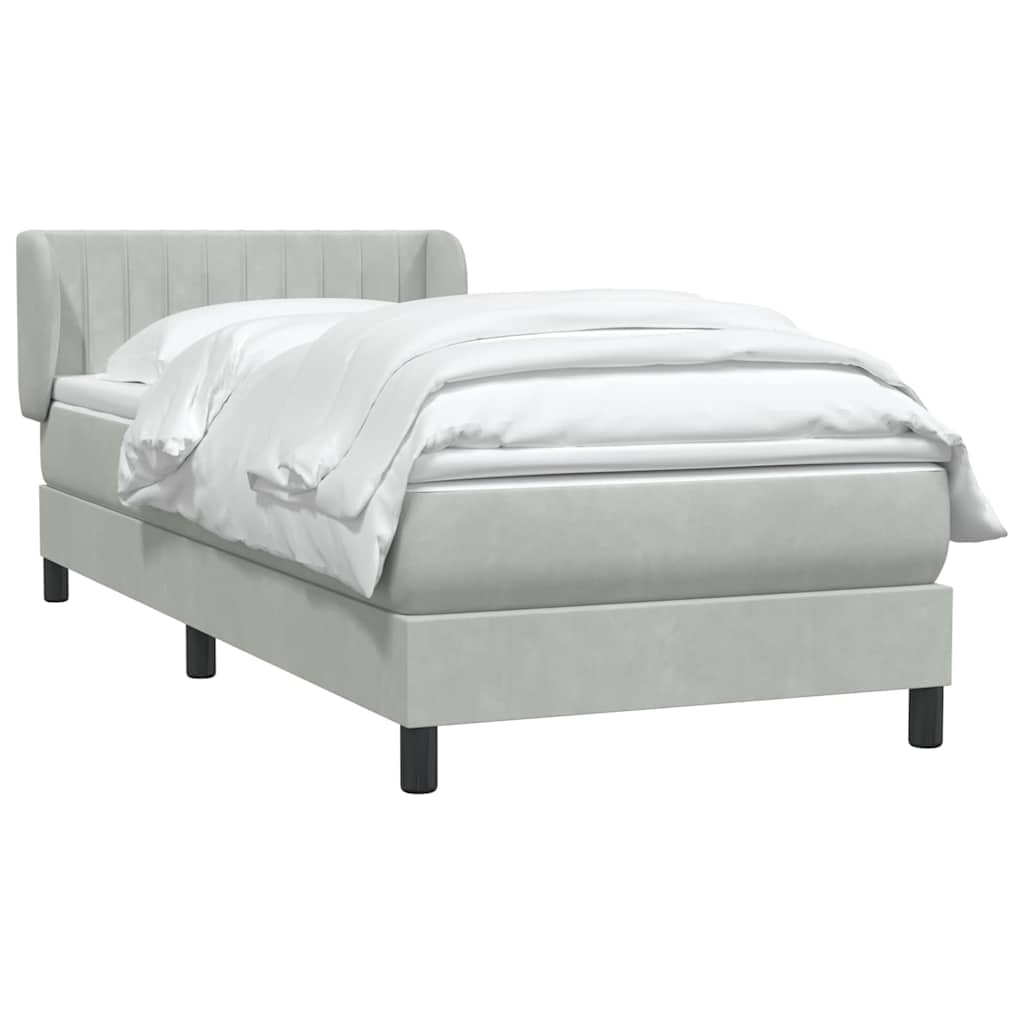 Sommier à lattes de lit et matelas gris clair 90x210 cm velours - XIOS