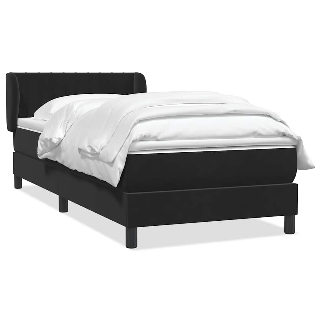 Sommier à lattes de lit avec matelas noir 90x210 cm velours - XIOS