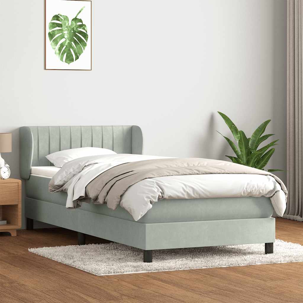 Sommier à lattes de lit et matelas gris clair 100x210cm velours - XIOS
