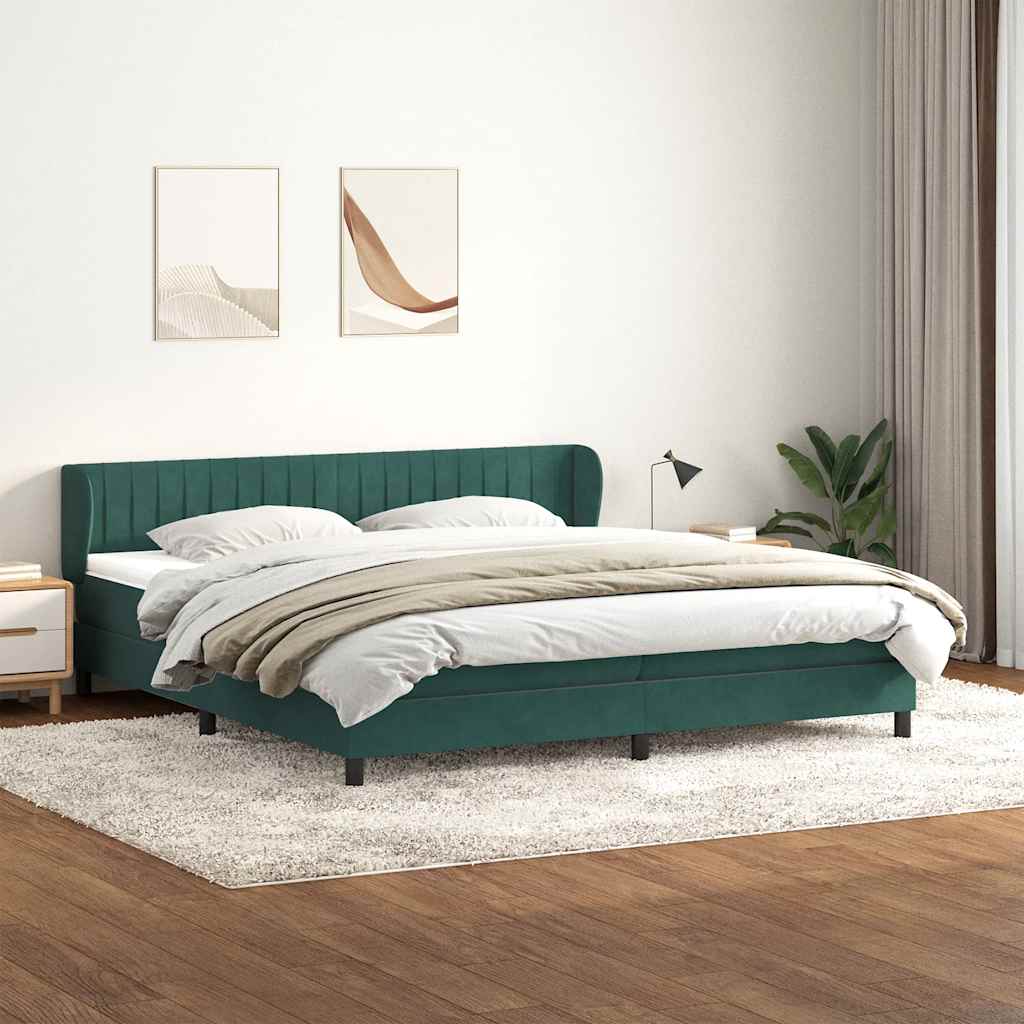 Sommier à lattes de lit et matelas vert foncé 180x210cm velours - XIOS