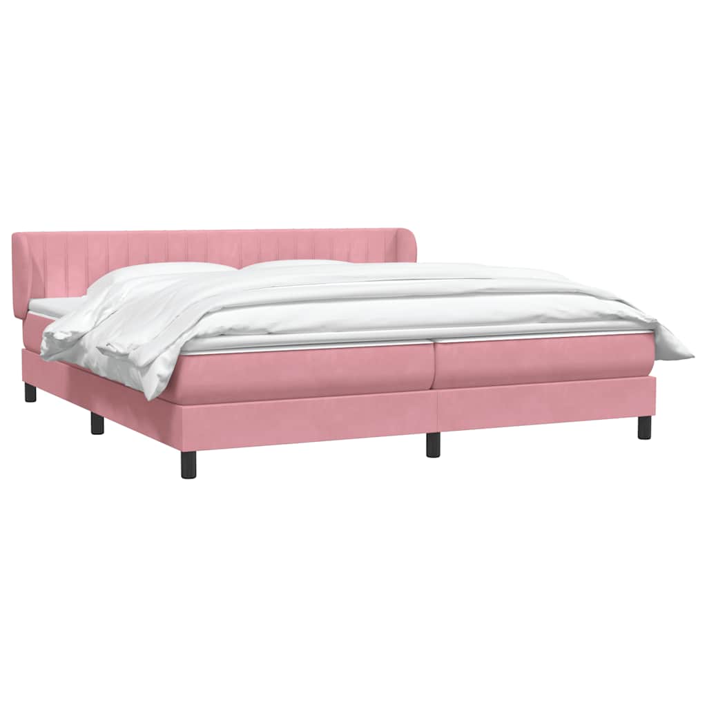 Sommier à lattes de lit avec matelas rose 180x210 cm velours - XIOS