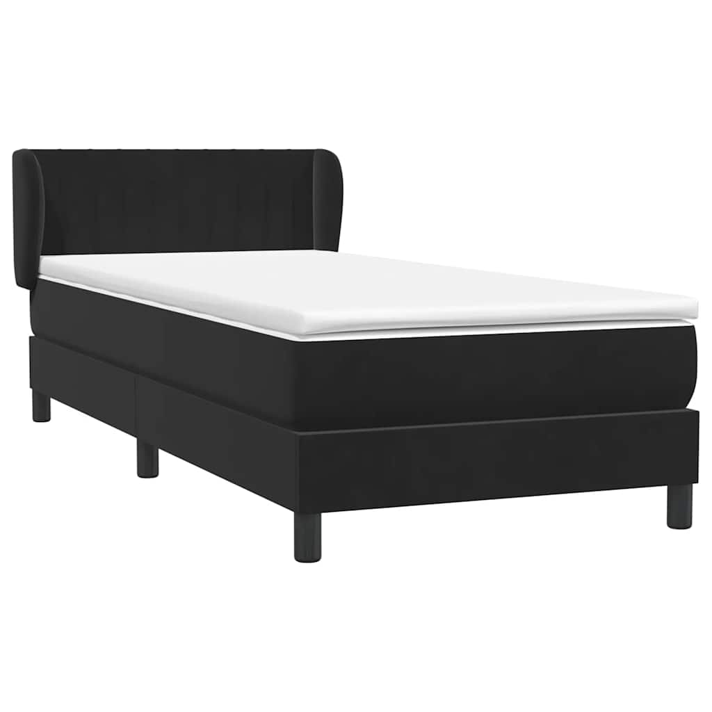Sommier à lattes de lit avec matelas noir 80x220 cm velours - XIOS