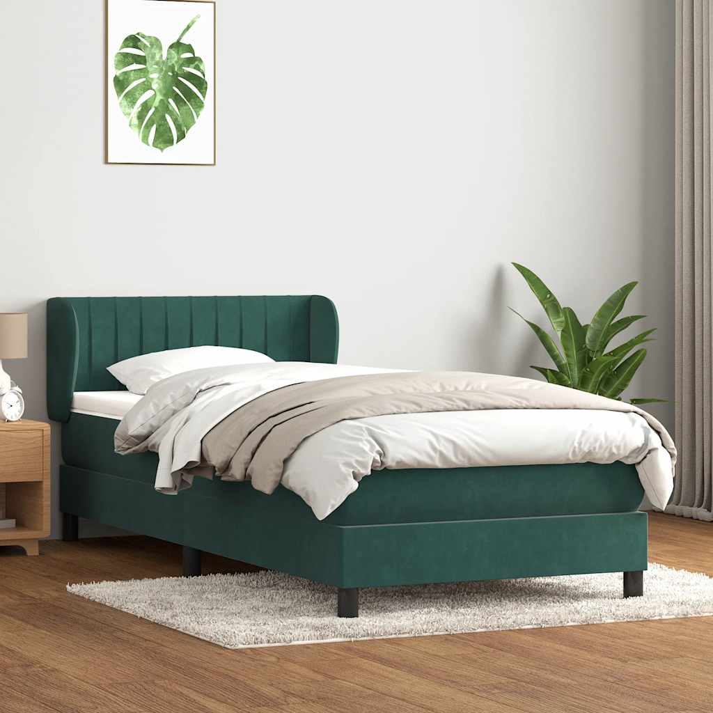 Sommier à lattes de lit et matelas vert foncé 80x220 cm velours - XIOS