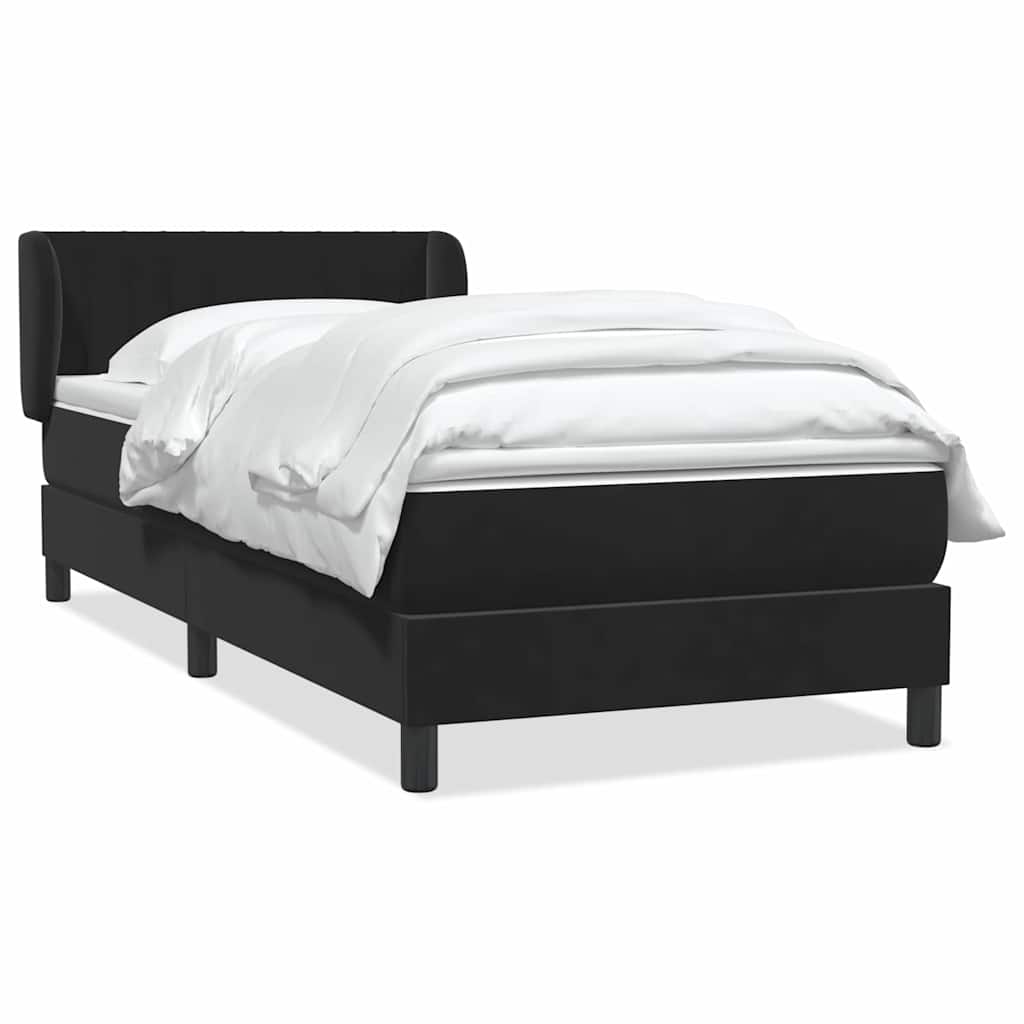 Sommier à lattes de lit avec matelas noir 90x220 cm velours - XIOS